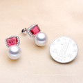 8-9mm AAA Freshwater Pearl Earring White Button Pearl Earring